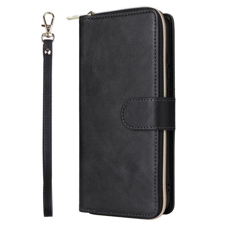 For Samsung Galaxy A04e 4G / F04 4G / M04 4G Case Zipper Leather Phone Cover 9 Card Slots