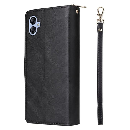For Samsung Galaxy A04e 4G / F04 4G / M04 4G Case Zipper Leather Phone Cover 9 Card Slots