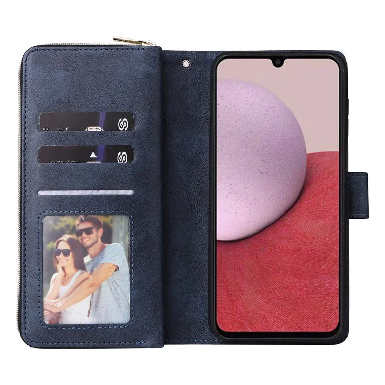 For Samsung Galaxy A14 5G Case 9 Card Slots PU Leather Zipper Phone Cover