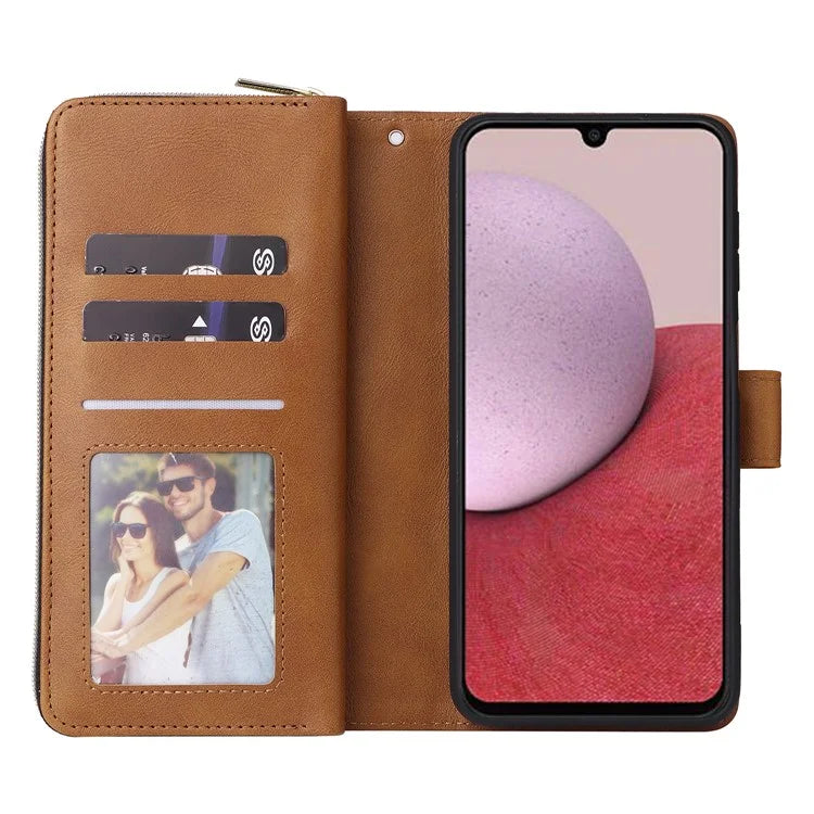 For Samsung Galaxy A14 5G Case 9 Card Slots PU Leather Zipper Phone Cover