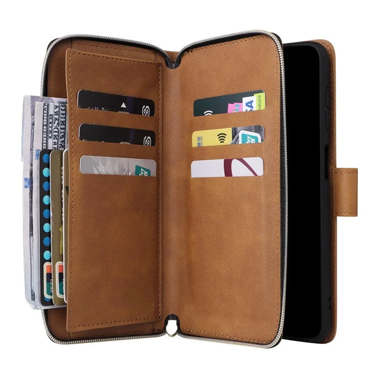 For Samsung Galaxy A14 5G Case 9 Card Slots PU Leather Zipper Phone Cover