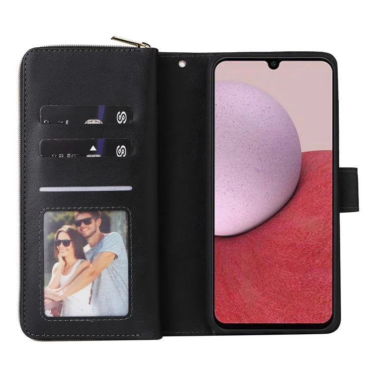 For Samsung Galaxy A14 5G Case 9 Card Slots PU Leather Zipper Phone Cover