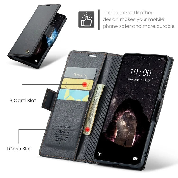 CASEME 023 Series For Xiaomi Redmi Note 13 5G Case Leather Folio Phone Cover RFID Blocking