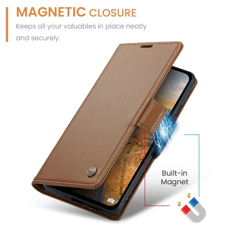 CASEME 023 Series For Xiaomi Redmi Note 13 5G Case Leather Folio Phone Cover RFID Blocking