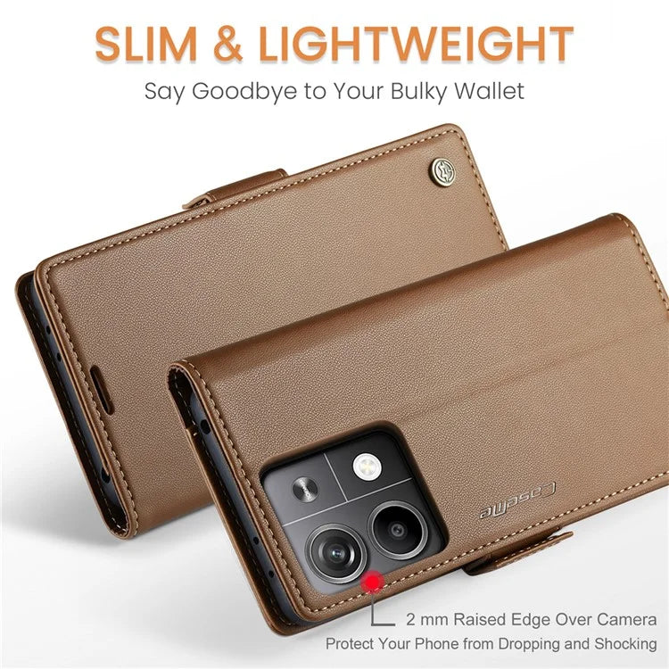 CASEME 023 Series For Xiaomi Redmi Note 13 5G Case Leather Folio Phone Cover RFID Blocking