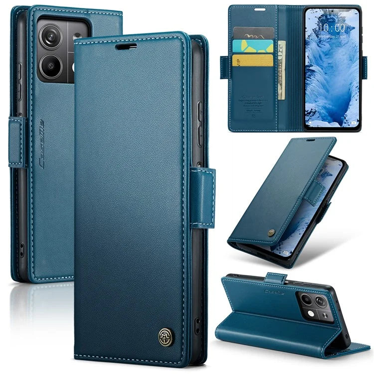 CASEME 023 Series For Xiaomi Redmi Note 13 5G Case Leather Folio Phone Cover RFID Blocking