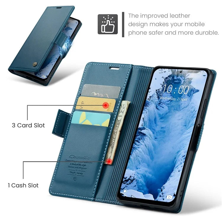 CASEME 023 Series For Xiaomi Redmi Note 13 5G Case Leather Folio Phone Cover RFID Blocking