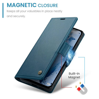 CASEME 023 Series For Xiaomi Redmi Note 13 5G Case Leather Folio Phone Cover RFID Blocking