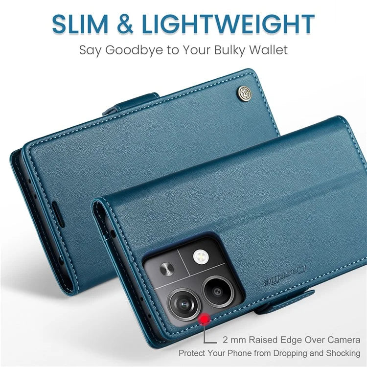 CASEME 023 Series For Xiaomi Redmi Note 13 5G Case Leather Folio Phone Cover RFID Blocking