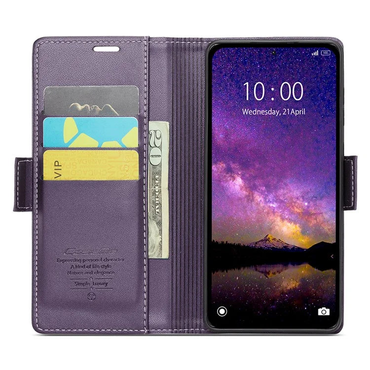 CASEME 023 Series For Xiaomi Redmi Note 13 5G Case Leather Folio Phone Cover RFID Blocking