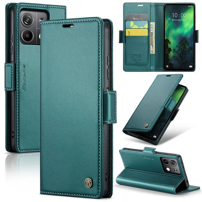 CASEME 023 Series For Xiaomi Redmi Note 13 5G Case Leather Folio Phone Cover RFID Blocking