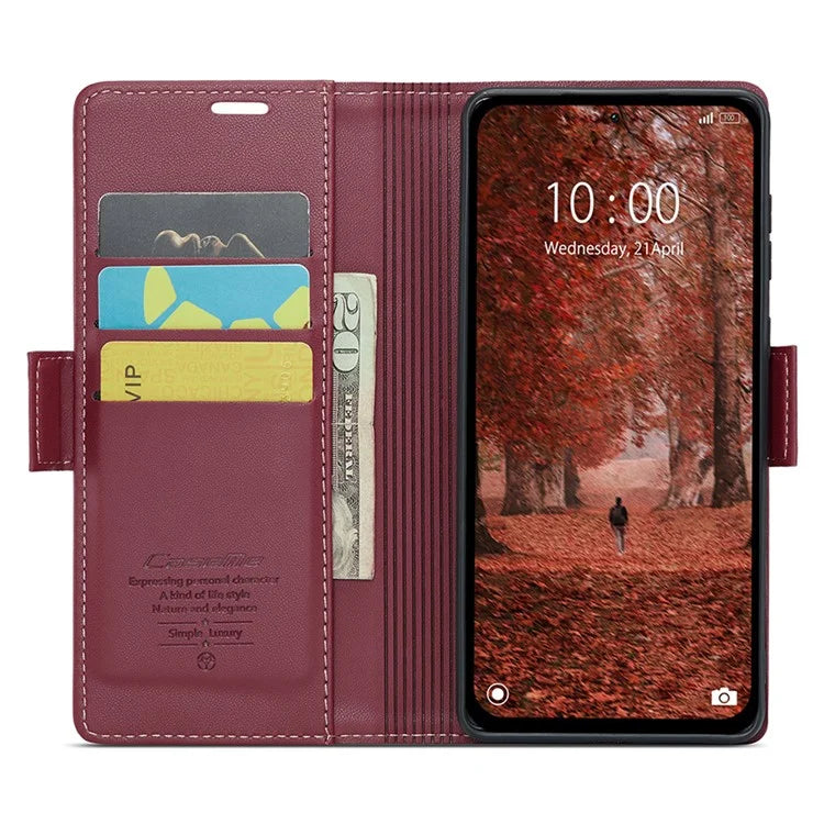 CASEME 023 Series For Xiaomi Redmi Note 13 5G Case Leather Folio Phone Cover RFID Blocking