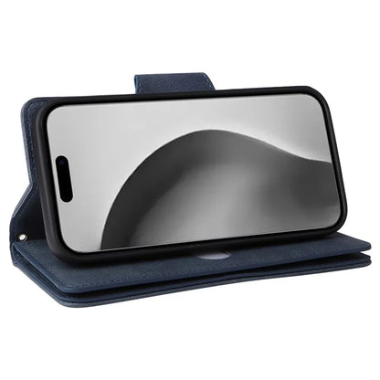 For iPhone 16 Pro Max Case Rivet Decor PU Leather Zipper Wallet Cover