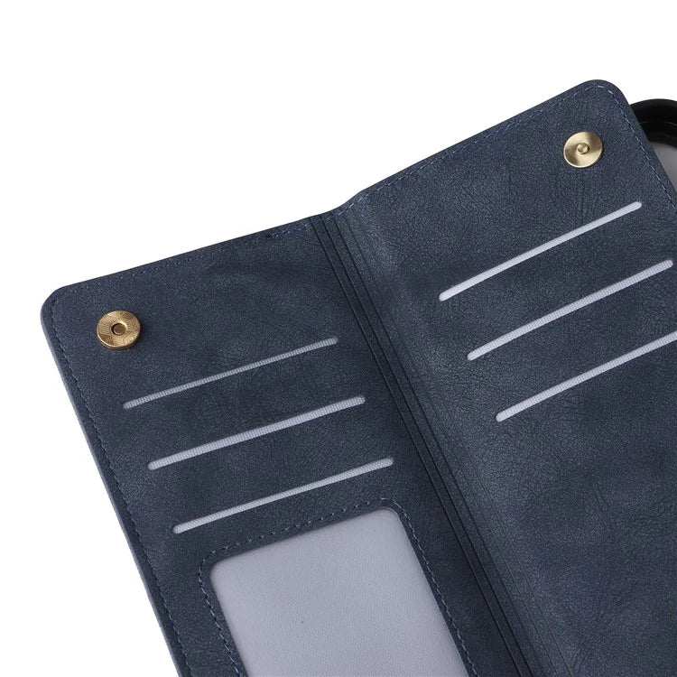 For iPhone 16 Pro Max Case Rivet Decor PU Leather Zipper Wallet Cover