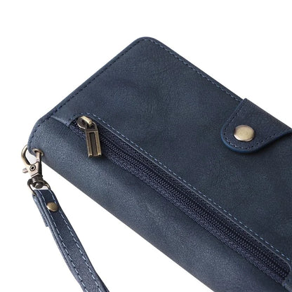 For iPhone 16 Pro Max Case Rivet Decor PU Leather Zipper Wallet Cover