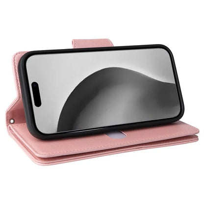 For iPhone 16 Pro Max Case Rivet Decor PU Leather Zipper Wallet Cover