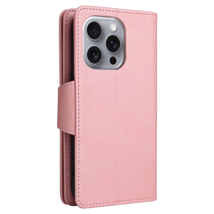 For iPhone 16 Pro Max Case Rivet Decor PU Leather Zipper Wallet Cover