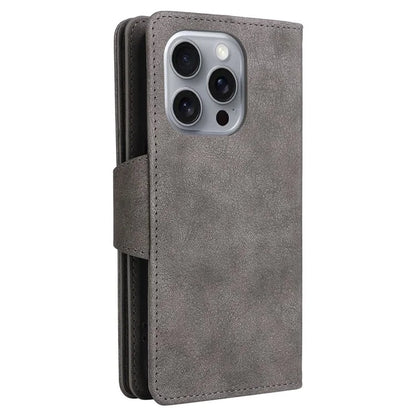 For iPhone 16 Pro Max Case Rivet Decor PU Leather Zipper Wallet Cover