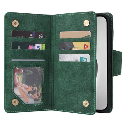 For iPhone 16 Pro Max Case Rivet Decor PU Leather Zipper Wallet Cover