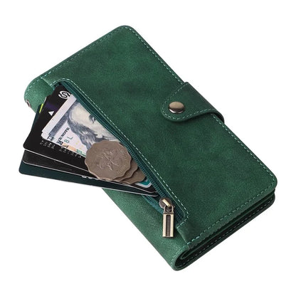 For iPhone 16 Pro Max Case Rivet Decor PU Leather Zipper Wallet Cover