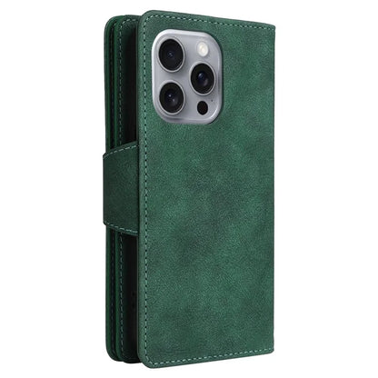 For iPhone 16 Pro Max Case Rivet Decor PU Leather Zipper Wallet Cover