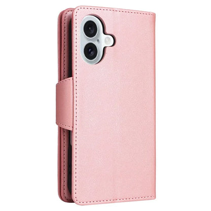 For iPhone 16 Plus Shockproof Case Rivet Decor PU Leather Zipper Wallet Phone Cover