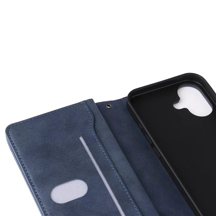 For iPhone 16 Case Zipper Wallet Leather Phone Cover with Rivet Decor