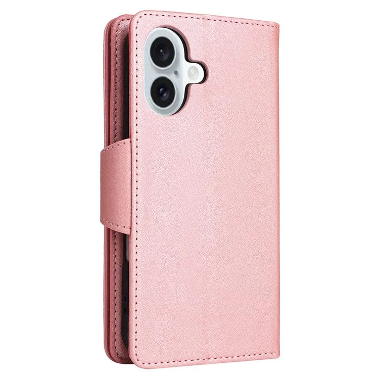 For iPhone 16 Case Zipper Wallet Leather Phone Cover with Rivet Decor