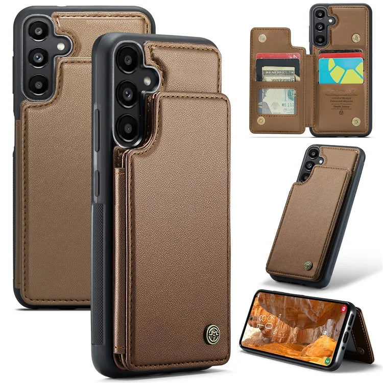 CASEME C22 Series For Samsung Galaxy A35 5G Case Leather+TPU Cover RFID Blocking Card Slots