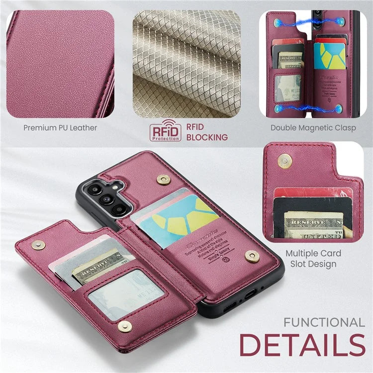 CASEME C22 Series For Samsung Galaxy A35 5G Case Leather+TPU Cover RFID Blocking Card Slots