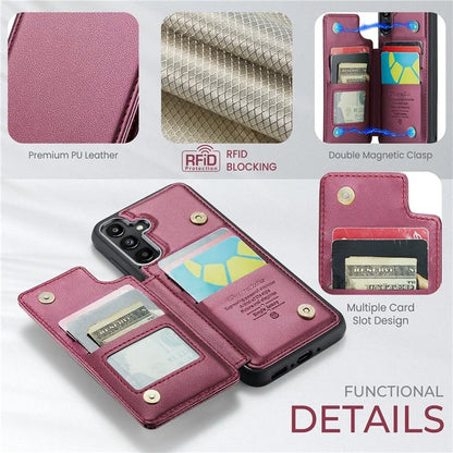 CASEME C22 Series For Samsung Galaxy A35 5G Case Leather+TPU Cover RFID Blocking Card Slots