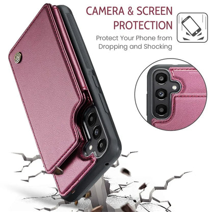 CASEME C22 Series For Samsung Galaxy A35 5G Case Leather+TPU Cover RFID Blocking Card Slots