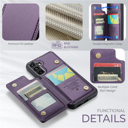 CASEME C22 Series For Samsung Galaxy A35 5G Case Leather+TPU Cover RFID Blocking Card Slots