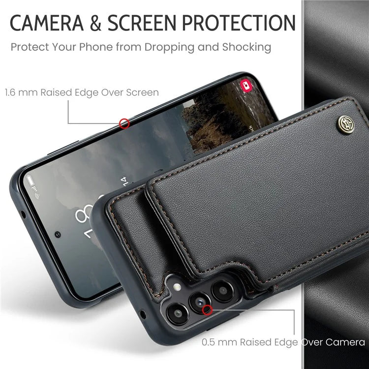 CASEME C22 Series For Samsung Galaxy A55 5G Case RFID Blocking 5 Card Slots Kickstand Back Cover