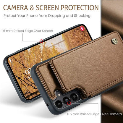 CASEME C22 Series For Samsung Galaxy A55 5G Case RFID Blocking 5 Card Slots Kickstand Back Cover