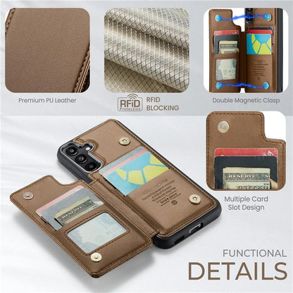 CASEME C22 Series For Samsung Galaxy A55 5G Case RFID Blocking 5 Card Slots Kickstand Back Cover