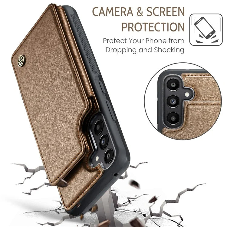 CASEME C22 Series For Samsung Galaxy A55 5G Case RFID Blocking 5 Card Slots Kickstand Back Cover