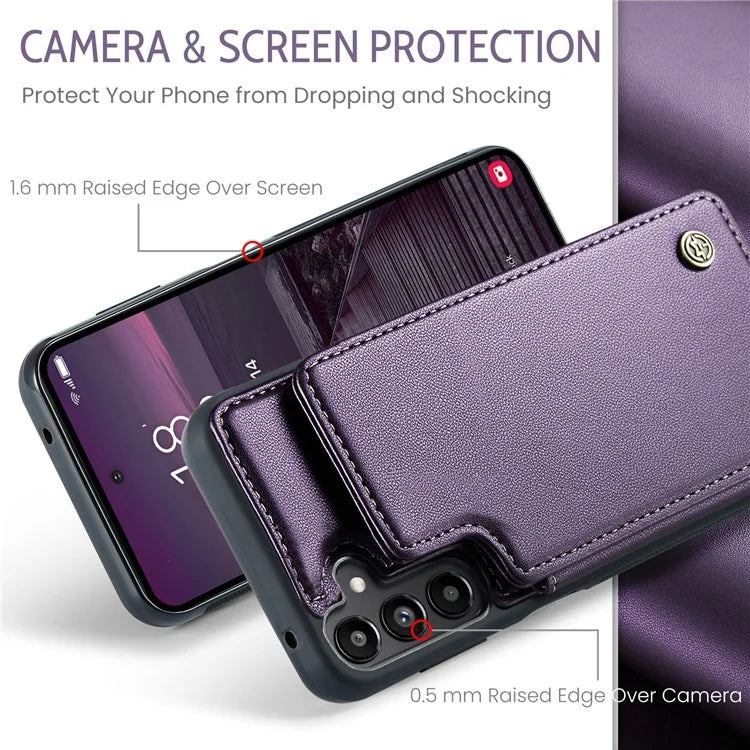 CASEME C22 Series For Samsung Galaxy A55 5G Case RFID Blocking 5 Card Slots Kickstand Back Cover