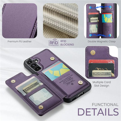 CASEME C22 Series For Samsung Galaxy A55 5G Case RFID Blocking 5 Card Slots Kickstand Back Cover