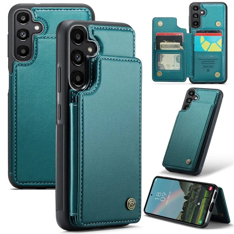 CASEME C22 Series For Samsung Galaxy A55 5G Case RFID Blocking 5 Card Slots Kickstand Back Cover