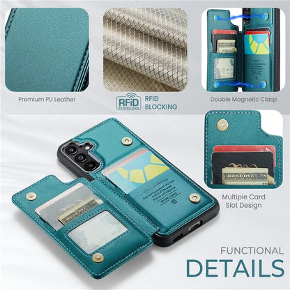 CASEME C22 Series For Samsung Galaxy A55 5G Case RFID Blocking 5 Card Slots Kickstand Back Cover