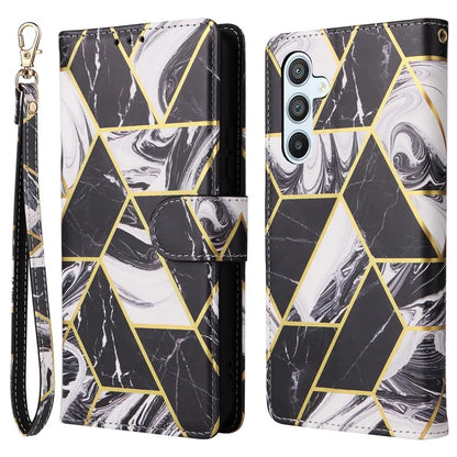 For Samsung Galaxy A54 5G Case with Wrist Strap Wallet Leather Phone Cover Marble Pattern