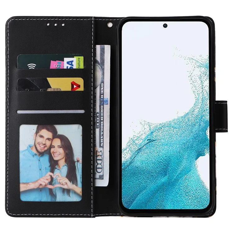 For Samsung Galaxy A54 5G Case with Wrist Strap Wallet Leather Phone Cover Marble Pattern