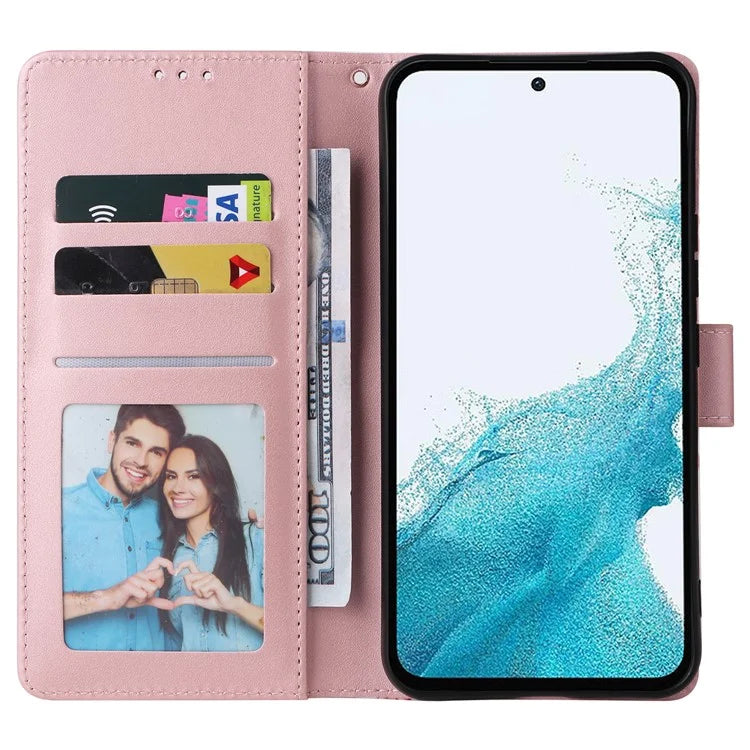 For Samsung Galaxy A54 5G Case with Wrist Strap Wallet Leather Phone Cover Marble Pattern