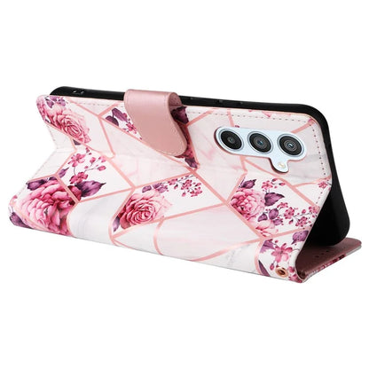 For Samsung Galaxy A54 5G Case with Wrist Strap Wallet Leather Phone Cover Marble Pattern