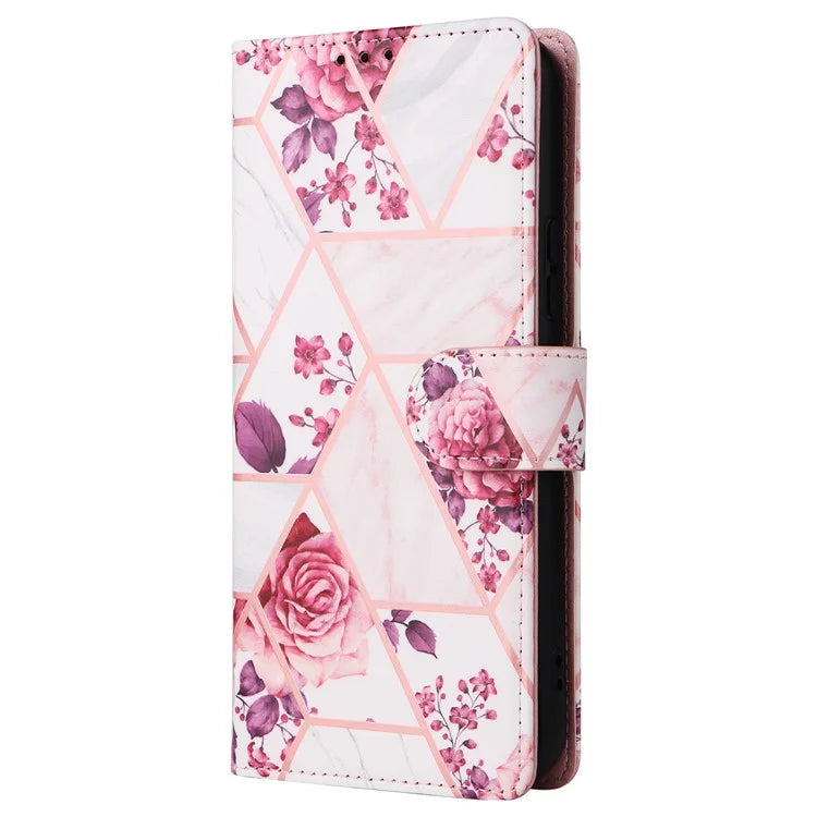 For Samsung Galaxy A54 5G Case with Wrist Strap Wallet Leather Phone Cover Marble Pattern