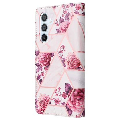 For Samsung Galaxy A54 5G Case with Wrist Strap Wallet Leather Phone Cover Marble Pattern