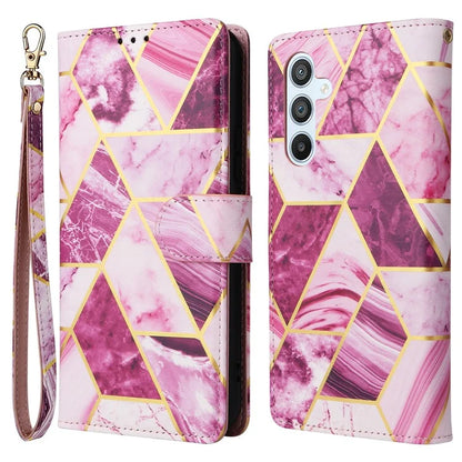 For Samsung Galaxy A54 5G Case with Wrist Strap Wallet Leather Phone Cover Marble Pattern
