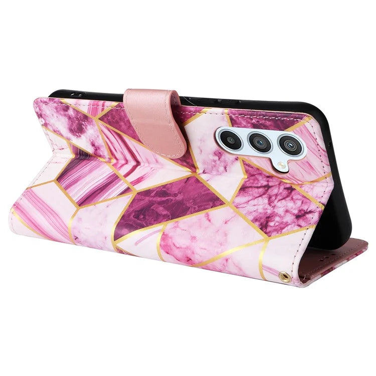 For Samsung Galaxy A54 5G Case with Wrist Strap Wallet Leather Phone Cover Marble Pattern