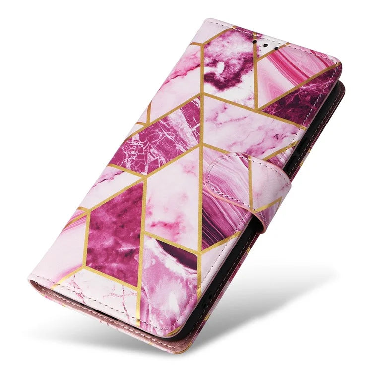 For Samsung Galaxy A54 5G Case with Wrist Strap Wallet Leather Phone Cover Marble Pattern